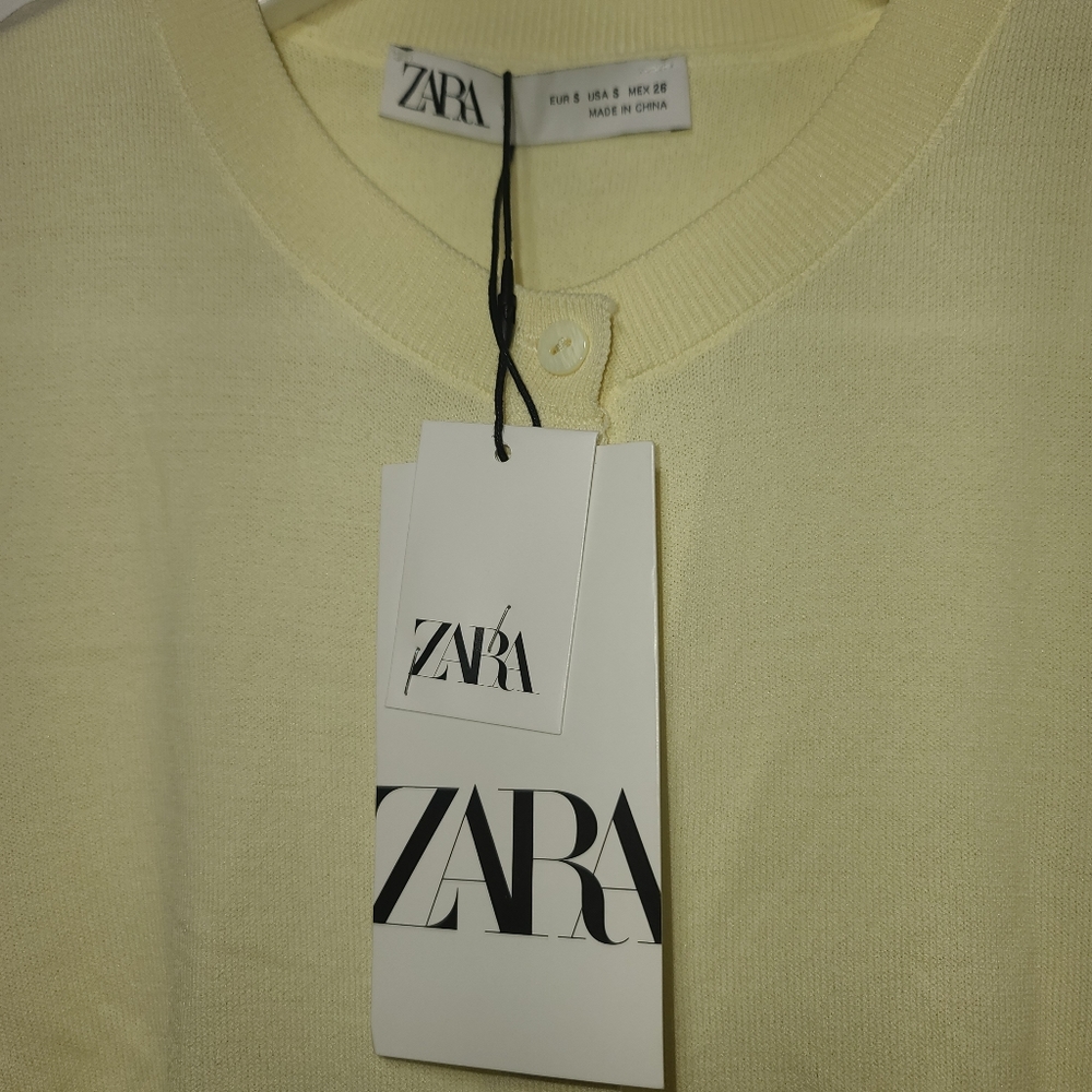 Zara NWT Puff Sheer Sleeve Cardigan Sweater - Picture 3 of 5